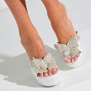 SPARKL FAIRY COUTURE Mackenzie Rhinestone Butterfly Platform Wedges Purple 9